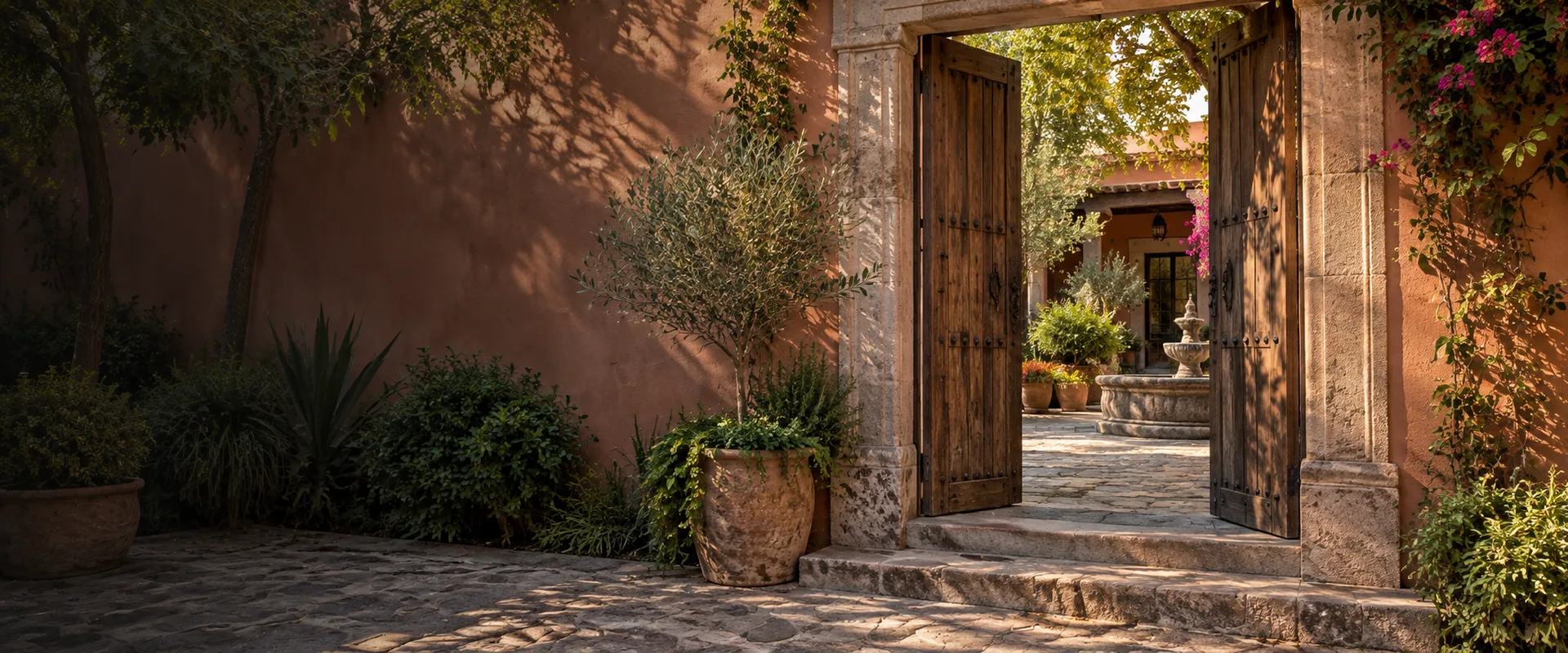 Entrada colonial con patio en San Miguel de Allende